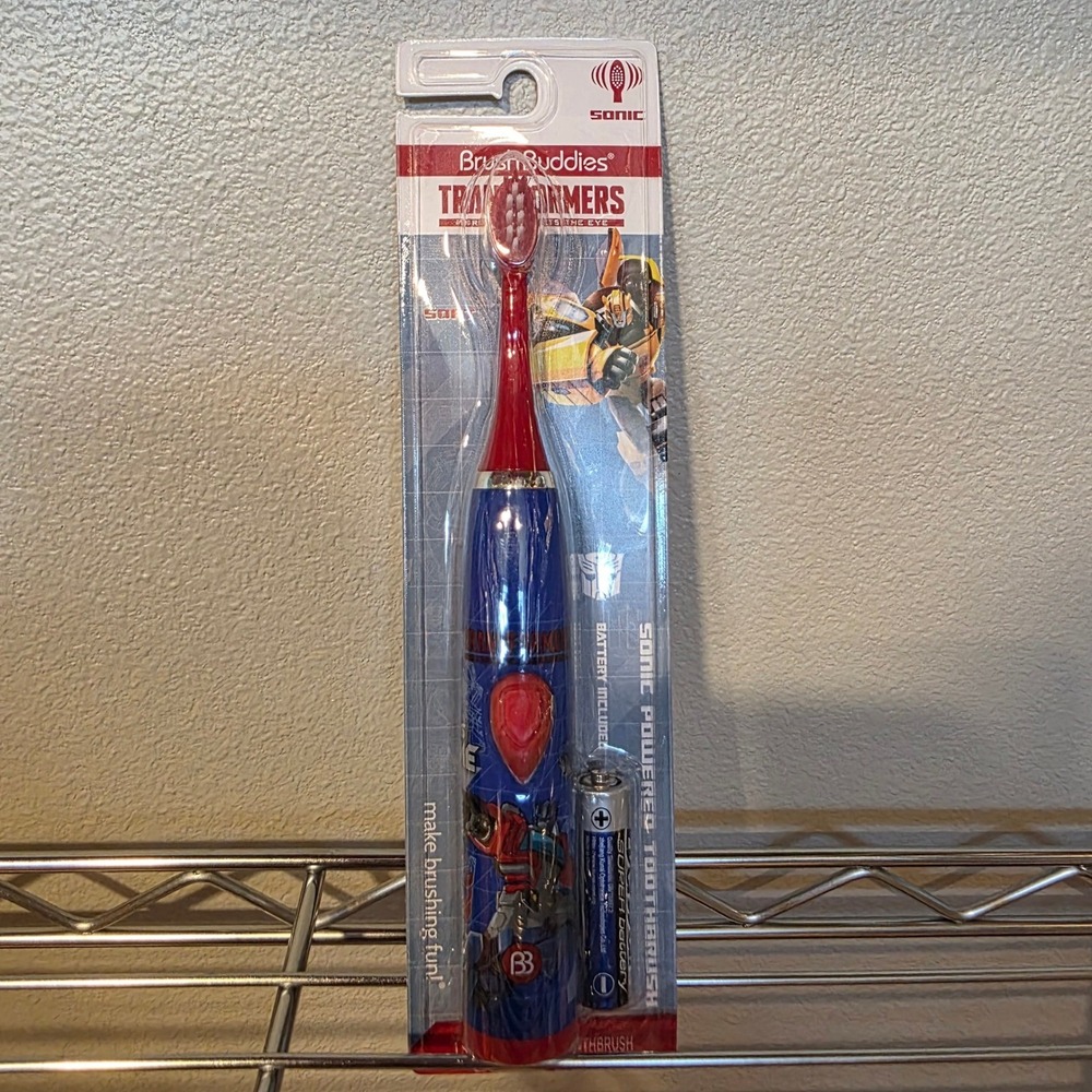Transformers Sonic Powered Toothbrush Soft Bristles Blue Red NEW Brush Buddies